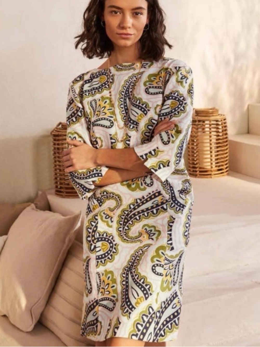 Boden Laurie Linen Shift Dress   NWT. Size 8P